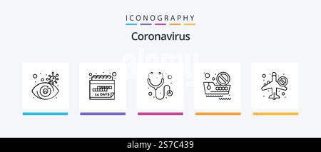 Trousse d'icônes de la gamme 5 du coronavirus comprenant Consult. programme. protéger. quarantaine. date. Création d'icônes créatives Illustration de Vecteur