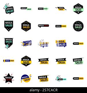 25 modèles vectoriels dynamiques dans le Mega sale Pack, parfaits pour avoir un impact important sur le marketing Illustration de Vecteur