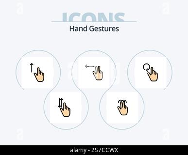 Gestes de la main ligne remplie icône Pack 5 conception d'icônes. main. geste. développer. doigt. appuyez sur Illustration de Vecteur