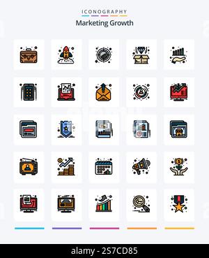 Creative Marketing Growth 25 Pack d'icônes rempli de ligne comme les affaires. diamant. graphique. livraison. tendance Illustration de Vecteur