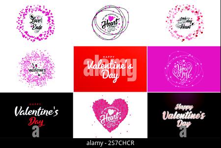 Texte de bonne Saint-Valentin. affiche de typographie lettrée à la main sur illustration vectorielle de fond dégradé rouge appropriée pour une utilisation dans la conception de cartes postales romantiques de citation. Illustration de Vecteur