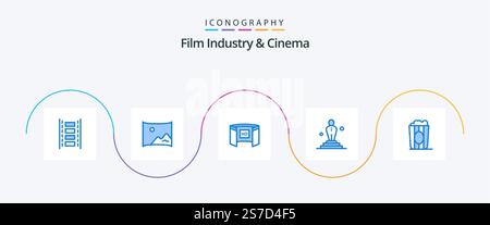 Pack icône Cenima Blue 5 avec cinéma. film. cinéma. film. hd Illustration de Vecteur