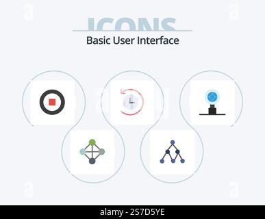 Pack d'icônes plates de base 5 Icon Design. . . utilisateur. rechercher. globe Illustration de Vecteur