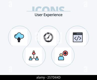 Expérience utilisateur Line Ffilled Icon Pack 5 Icon Design. regardez. horloge . pointeur. profil Illustration de Vecteur
