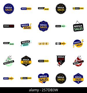 25 modèles Dynamic Vector dans le Mega sale Pack Elever vos promotions Illustration de Vecteur