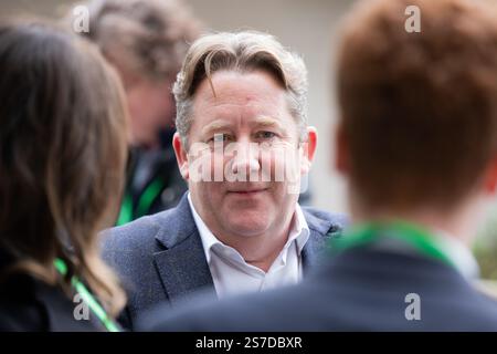 Dublin, Irlande. 19 janvier 2025. Darragh O'Brien du Fianna Fail à l'Ard Fheis spécial du parti à l'hôtel Radisson, où Tanaiste et le chef du parti Micheal Martin présentent le projet de programme pour le gouvernement aux membres du parti. Crédit : Liam Murphy/Alamy Live News Banque D'Images