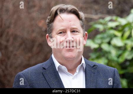 Dublin, Irlande. 19 janvier 2025. Darragh O'Brien du Fianna Fail à l'Ard Fheis spécial du parti à l'hôtel Radisson, où Tanaiste et le chef du parti Micheal Martin présentent le projet de programme pour le gouvernement aux membres du parti. Crédit : Liam Murphy/Alamy Live News Banque D'Images