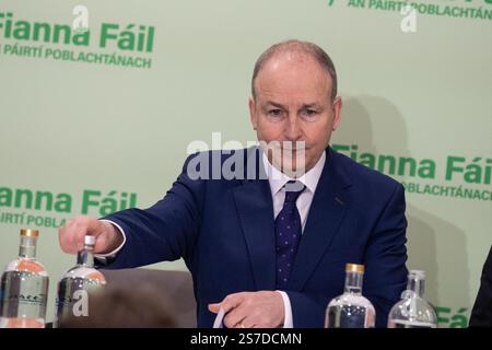 Dublin, Irlande. 19 janvier 2025. Tanaiste et le leader du Fianna Fail Micheal Martin présentent le projet de programme pour le gouvernement aux membres du parti Fianna Fail lors d'un Ard Fheis spécial au Radisson Hotel Credit : Liam Murphy/Alamy Live News Banque D'Images