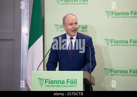 Dublin, Irlande. 19 janvier 2025. Tanaiste et le leader du Fianna Fail Micheal Martin présentent le projet de programme pour le gouvernement aux membres du parti Fianna Fail lors d'un Ard Fheis spécial au Radisson Hotel Credit : Liam Murphy/Alamy Live News Banque D'Images