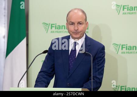 Dublin, Irlande. 19 janvier 2025. Tanaiste et le leader du Fianna Fail Micheal Martin présentent le projet de programme pour le gouvernement aux membres du parti Fianna Fail lors d'un Ard Fheis spécial au Radisson Hotel Credit : Liam Murphy/Alamy Live News Banque D'Images