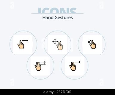 Gestes de la main ligne remplie icône Pack 5 conception d'icônes. gestes. haut. main. main. doigt Illustration de Vecteur