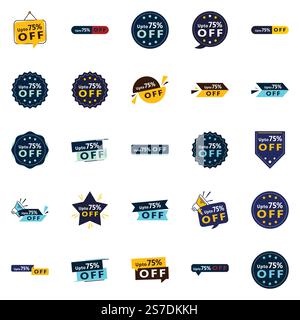25 modèles Dynamic Vector dans le Pack jusqu'à 70 % de remise idéal pour le marquage à prix réduit Illustration de Vecteur