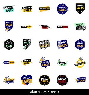 25 superbes modèles vectoriels dans le pack Mega sale, parfaits pour les concepteurs de produits Illustration de Vecteur