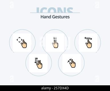Gestes de la main ligne remplie icône Pack 5 conception d'icônes. gestes. onglet. gestes. main. double Illustration de Vecteur