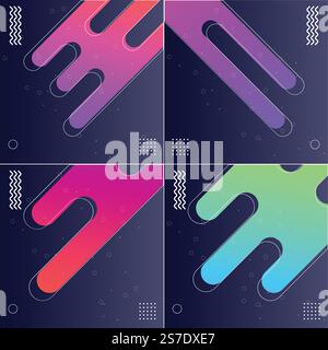 Lot de 4 arrière-plans abstraits dans des illustrations vectorielles couleur Illustration de Vecteur