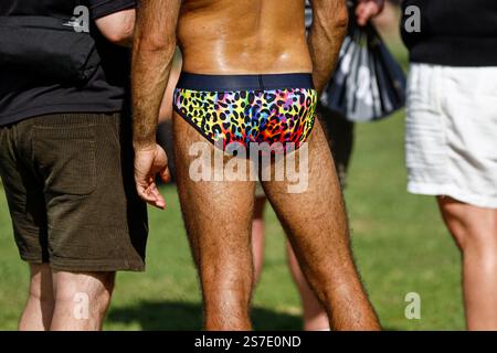 Melbourne, Australie. 19 janvier 2025. Un participant en costume profite du carnaval de Midsumma. Midsumma Carnival débute, le festival LGBTQIA de Melbourne, transformant Alexandra Gardens en une célébration vibrante de fierté, de diversité et de communauté avec des spectacles, des stands et des festivités joyeuses. Crédit : SOPA images Limited/Alamy Live News Banque D'Images