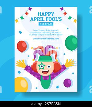 Happy April Fools Day vertical Poster dessin main modèles Illustration d'arrière-plan Illustration de Vecteur