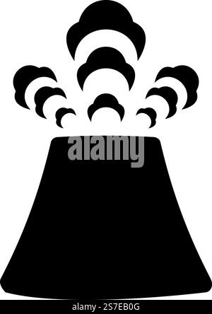 Activité volcanique avec concept d'éruption de fumée pollution naturelle problème de nuage catastrophe paysage de montagne volcanique éruption de poussière tremblement de terre catastrophe icône noir couleur vecteur illustration image plat style simple. Activité volcanique avec concept d'éruption de fumée pollution naturelle problème de nuage catastrophe paysage de montagne volcanique éruption de poussière tremblement de terre catastrophe icône noir couleur vecteur illustration image style plat Illustration de Vecteur