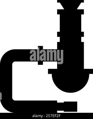 Siphon appareils de plomberie drain de tuyau d'égout sous l'icône de tube d'égout d'évier couleur noire illustration vectorielle image style plat simple. Siphon appareils de plomberie drain de tuyau d'égout sous l'icône de tube d'égout d'évier couleur noire illustration vectorielle image style plat Illustration de Vecteur