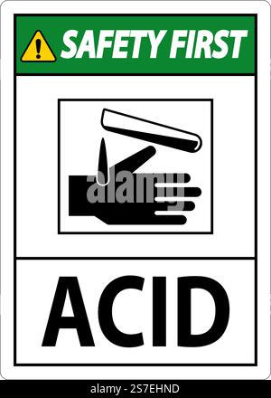 Signe de sécurité d'abord acide sur fond blanc Illustration de Vecteur