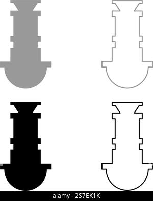 Siphon appareils de plomberie drain d'égout sous l'évier ensemble d'égouts icône gris noir illustration vectorielle image simple remplissage solide contour ligne de contour mince style plat. Siphon appareils de plomberie drain d'égout sous évier ensemble d'égouts icône gris noir couleur illustration vectorielle image plein contour ligne de contour mince style plat Illustration de Vecteur