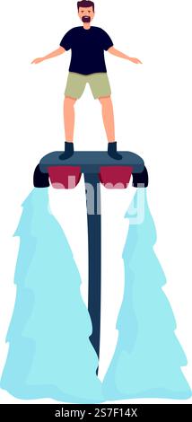 Vecteur de dessin animé d'icône de flyboard océanique. Eau de mer. Vacances d'aventure. Vecteur de dessin animé d'icône de flyboard océanique. Eau de mer Illustration de Vecteur