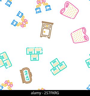 maison de chambre à coucher maison lit intérieur vecteur sans couture motif mince illustration. maison de chambre à coucher maison lit intérieur vecteur sans couture motif Illustration de Vecteur