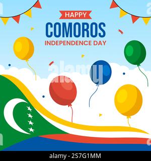 Happy Comores Independence Day social Media contexte Illustration dessin animé de modèles Illustration de Vecteur