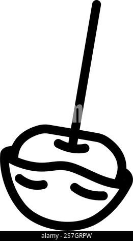 vecteur d'icône de ligne de saison d'automne de pomme de caramel. caramel pomme signe de saison d'automne. illustration noire du symbole de contour isolé. illustration vectorielle d'icône de ligne de saison d'automne de pomme de caramel Illustration de Vecteur