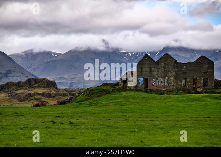 Maison abandonnée en Islande sur la rocade Banque D'Images