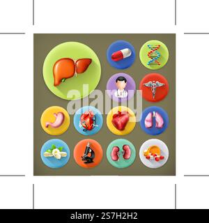 La médecine et la santé, l'ombre portée de l'icon set Illustration de Vecteur
