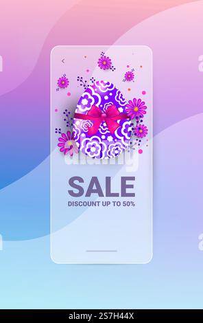 joyeuses fêtes de pâques vente bannière ou carte de voeux avec illustration vectorielle verticale d'oeufs et de fleurs décoratifs. joyeuses fêtes de pâques bannière de vente ou carte de voeux avec des oeufs décoratifs et des fleurs Illustration de Vecteur