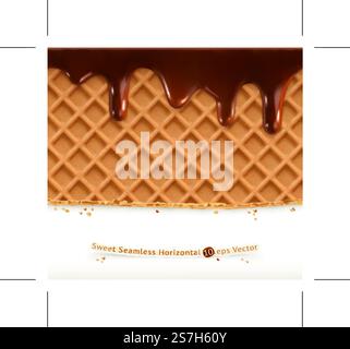 Les gaufres et chocolat, motif horizontal transparent vecteur Illustration de Vecteur