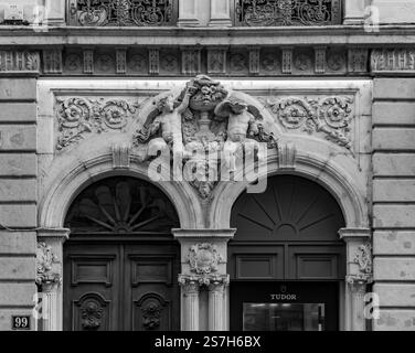 Lyon, France - 25 janvier 2022 : vue sur la rue et les bâtiments à Lyon, Rhône-Alpes, France. Banque D'Images