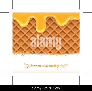 Les gaufres et le miel, le modèle vectoriel continu horizontal Illustration de Vecteur