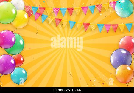 Fond de vacances avec des ballons. Peut être utilisé pour la publicité, la promotion et la carte d'anniversaire ou l'invitation. Illustration vectorielle EPS10. Fond de vacances avec des ballons. Peut être utilisé pour la publicité, la promotion et la carte d'anniversaire ou l'invitation. Illustration vectorielle Illustration de Vecteur