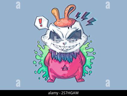 Illustration du dessin animé créatif. Monstre du lapin en colère Illustration de Vecteur