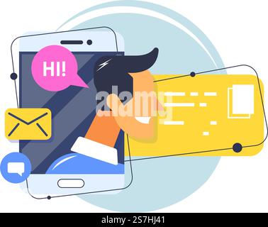 Profil utilisateur en ligne. Profil sur les réseaux sociaux, informations utilisateur dans un chat Messenger. Illustration de Vecteur