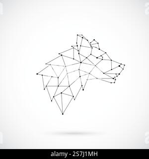 Silhouette géométrique de loup. Vue latérale. Loup sous forme de constellation. Illustration vectorielle. Illustration de Vecteur