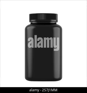 Maquette réaliste bouteilles noires pour les médicaments, les comprimés Illustration de Vecteur