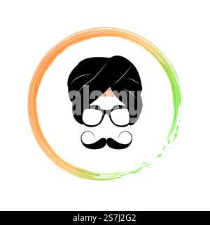 Portrait de l'homme hindou en lunettes et adresse nationale - Turban. Icône Contacts. Illustration vectorielle. Illustration de Vecteur