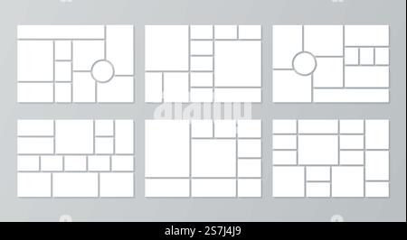 Modèles de moodboard. Grille de collage. Fond du tableau d'humeur. Ensemble de mise en page d'images. Vecteur.. Modèles de moodboard. Grille de collage. Vecteur. Fond du tableau d'humeur. Ensemble de mise en page d'images. Illustration de Vecteur