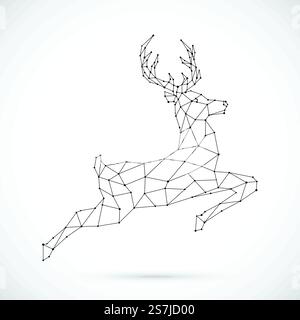 Motif cerf polygonal abstrait. Illustration géométrique de renne. Affiche de style scandinave avec cerf abstrait. Impression vectorielle. Illustration de Vecteur