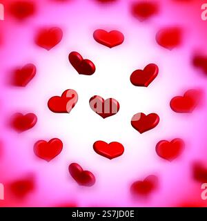 Cadre de Saint-Valentin avec des cœurs épars flous. Cadre de Saint-Valentin avec des coeurs flous Illustration de Vecteur