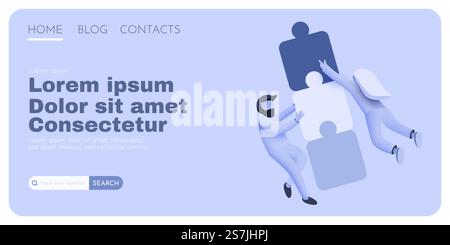 Les gens volent autour du puzzle. Concept de coopération, de travail d'équipe et de partenariat. Modèle de site Web de la page de destination. Illustration vectorielle. Les gens volent autour du puzzle. Concept de coopération, de travail d'équipe et de partenariat. Modèle de site Web de la page de destination. Illustration de Vecteur
