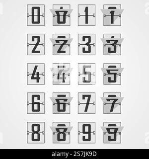 Chiffres de l'alphabet du tableau de bord mécanique. Illustration vectorielle. Chiffres de l'alphabet du tableau de bord mécanique Illustration de Vecteur