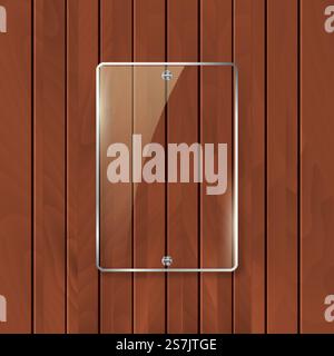 Cadre en verre sur fond de texture en bois. Conception de bannière de cadre de verre.. Cadre en verre sur fond de texture en bois. Conception de bannière de cadre en verre Illustration de Vecteur