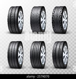 Jeu de roues à disque pour véhicule automobile. Illustration isolée du service de vecteur de roue de pneu. Jeu de conception de pneumatiques pour véhicules. Jeu de roues à disque pour véhicule automobile. Illustration isolée du service de vecteur de roue de pneu. Jeu de conception de pneumatiques pour véhicule Illustration de Vecteur