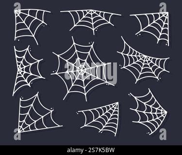 Silhouette de toile d'araignée suspendue pour les décorations de bannière d'Halloween. isolé en arrière-plan Illustration de Vecteur