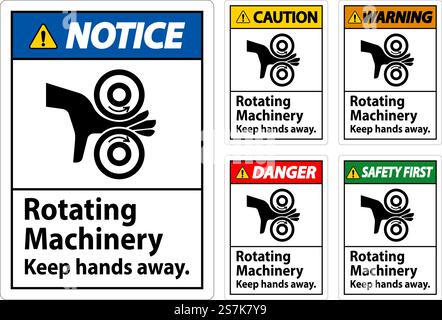 Danger danger machine en rotation garder les mains à l'écart Illustration de Vecteur